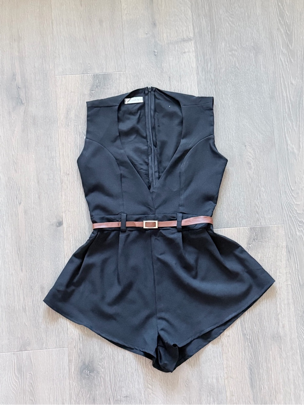 Black Romper with Belt